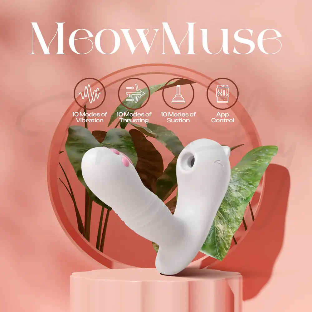 MeowMuse - APP Control Wearable Thrusting + Suction Vibrator, Adult Female Rechargeable Sex Toys - Frisky Business Adult Sex Toys Shop