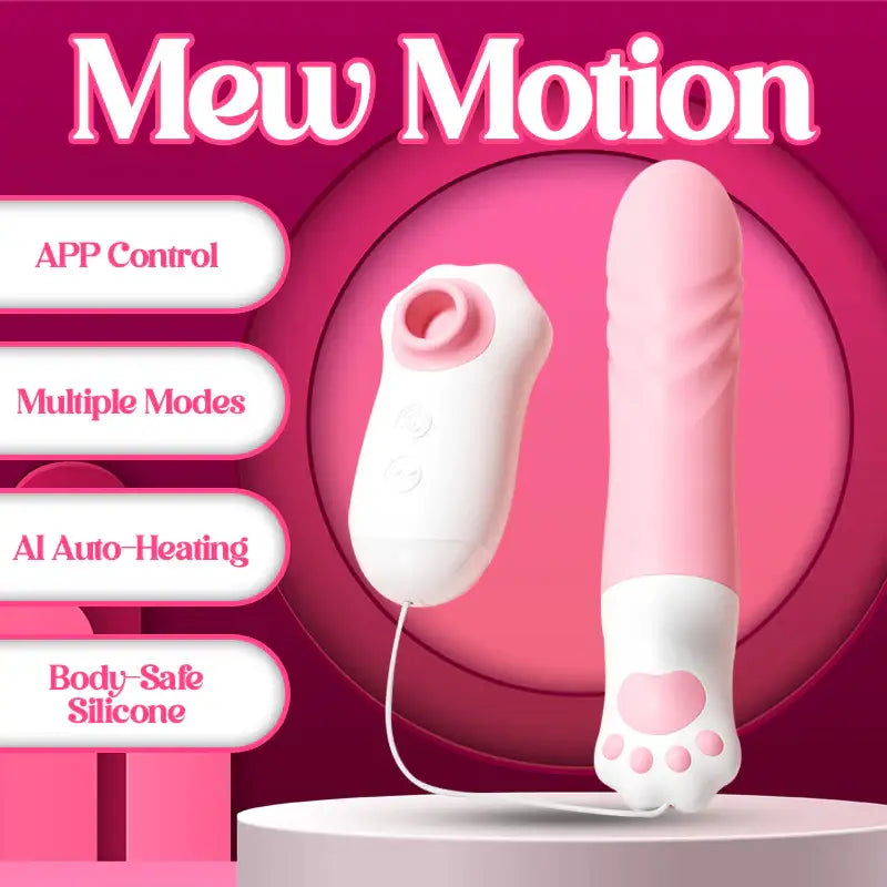 Mew Motion - APP Control 2-in-1 Thrusting Vibrator with Suction - Frisky Business Adult Sex Toys Shop