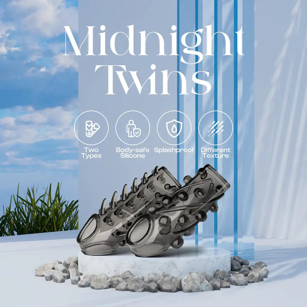Midnight Twins - Set of 2 Black Transparent Penis Sleeve - Frisky Business Adult Sex Toys Shop