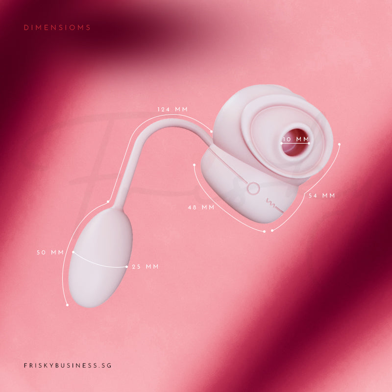 Suction stimulator and cord-linked egg on a deep magenta background