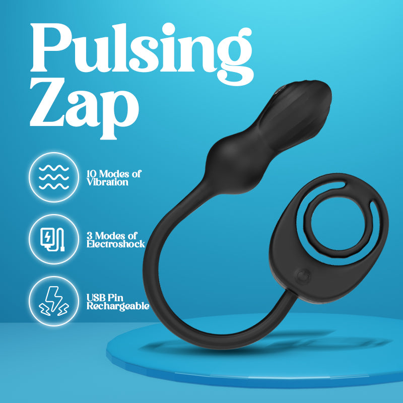 Pulsing Zap - Electroshock Vibrating Cock Ring with Remote Control