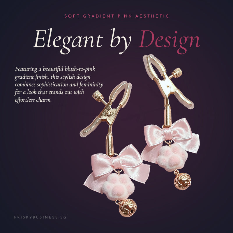 Velvet Kitten Bow Nipple Clamps with Copper Bell