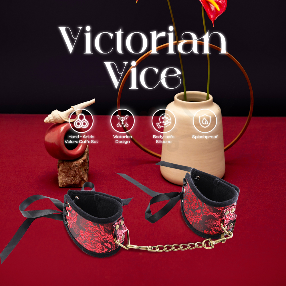 Victorian Vice - PU Leather Cuffs, Bondage Restraint, Adult Men/Women Dom/Sub Sex Toys