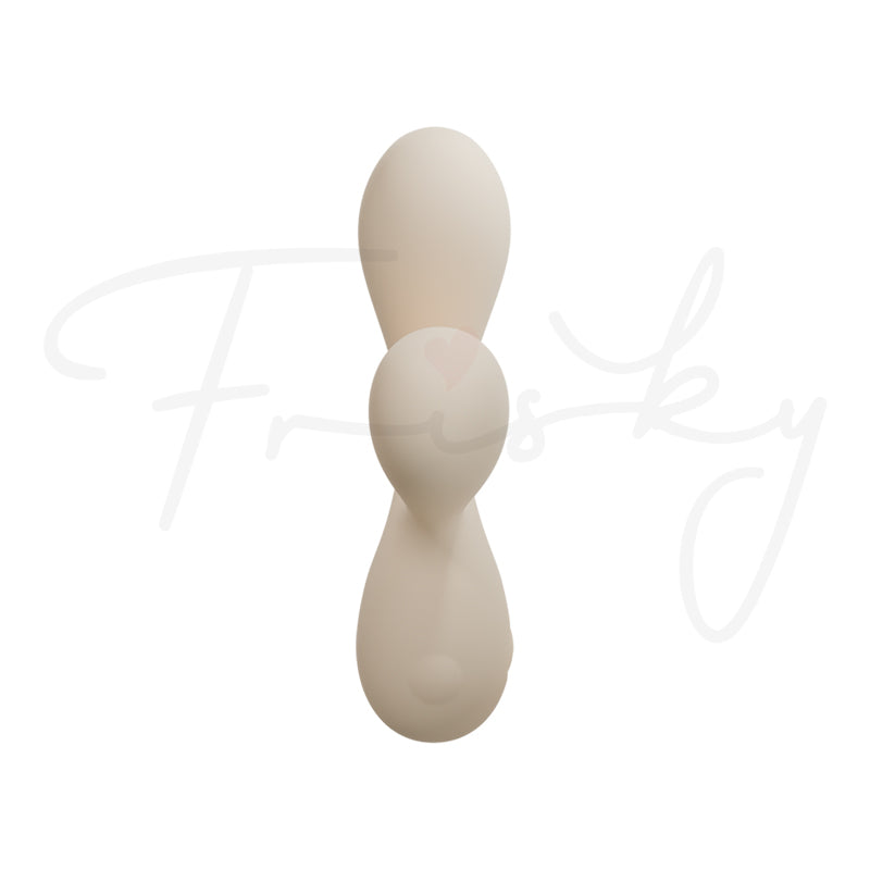 Galaku vibrator shown upright highlighting its compact dual-ended Y-shaped design
