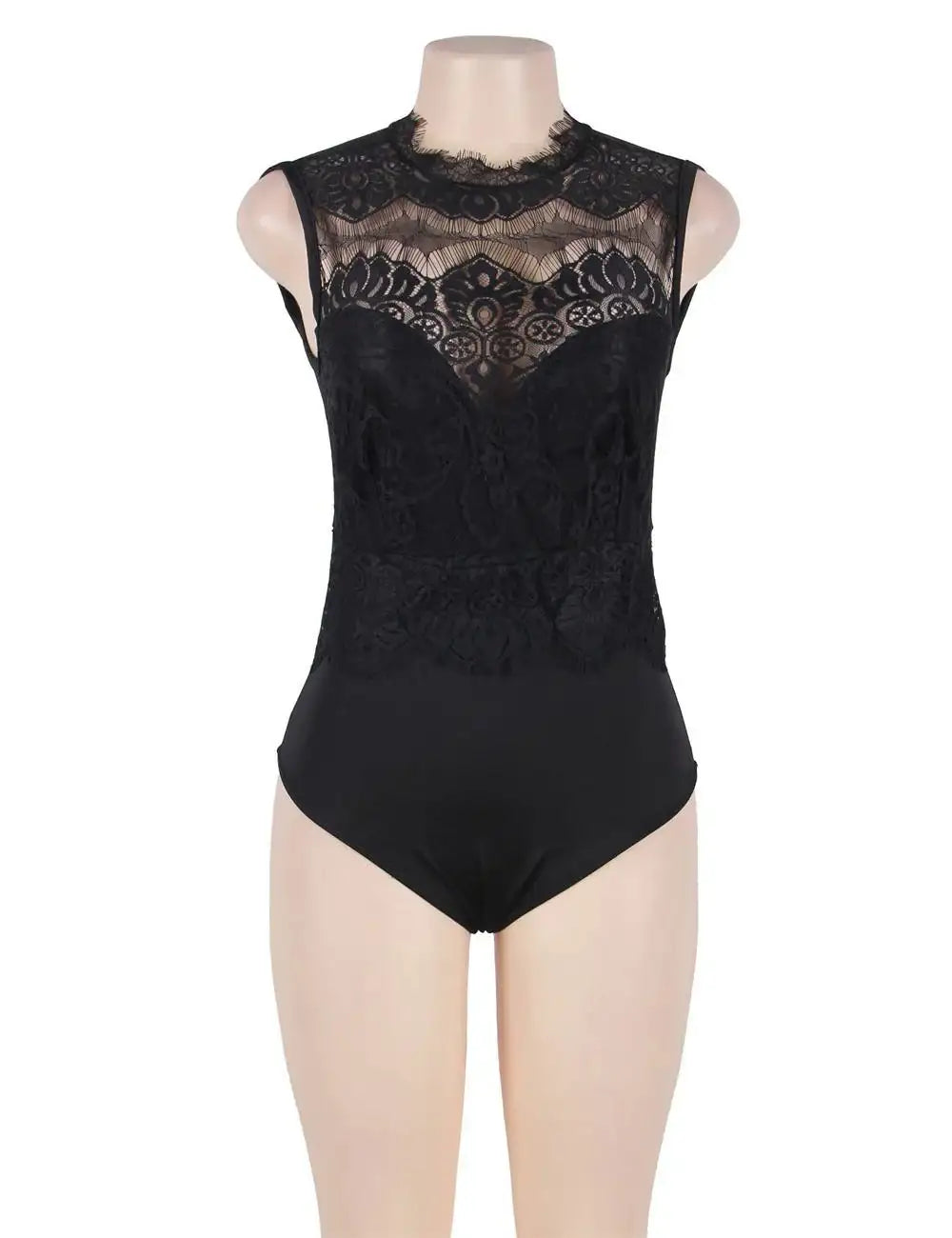 Bodysuit - 1 Pc Lace Openable Crotch Sleeveless Bodysuit - Frisky Business Adult Sex Toys Shop