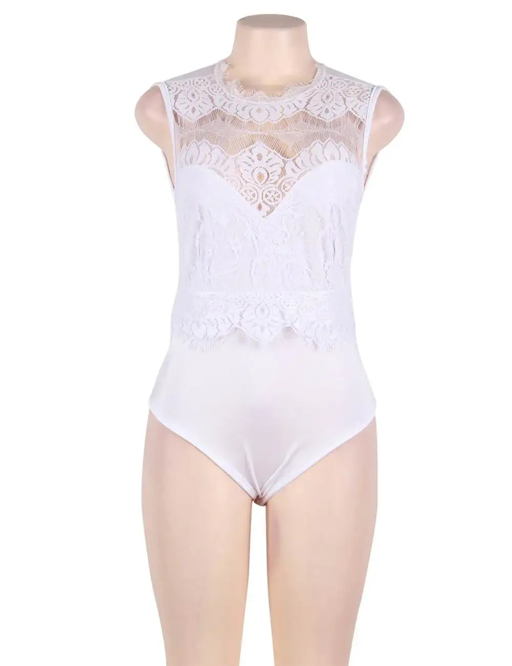 Bodysuit - 1 Pc Lace Openable Crotch Sleeveless Bodysuit - Frisky Business Adult Sex Toys Shop