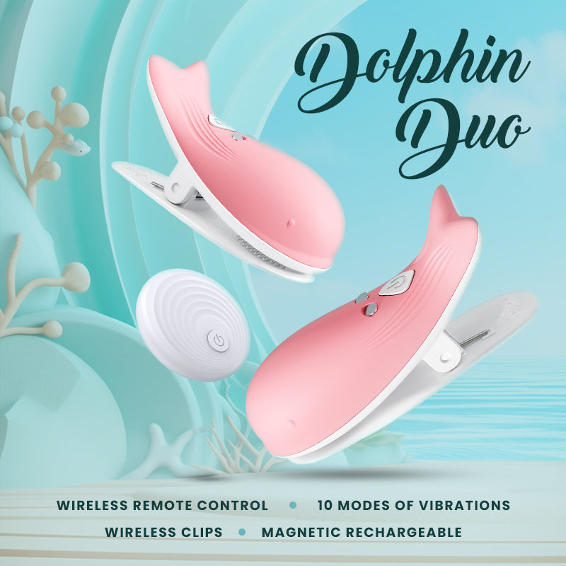 Dolphin Duo - Remote Control Vibrating Nipple Clips