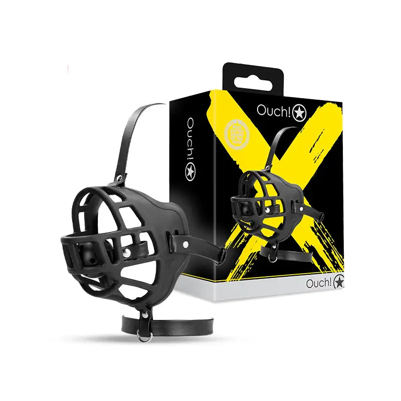 SHOTS Ouch! Muzzle with Removable Ball Gag Black adjustable adult restraint gag wearable for secure control Singapore