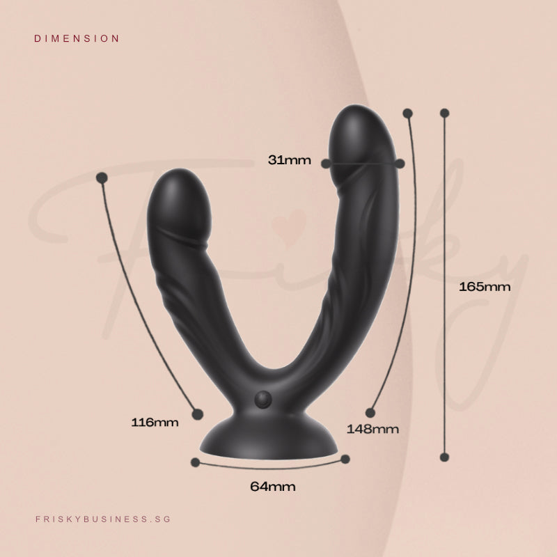 TwinTease - Dual Dildo Vibrator With Suction Cup and Remote Control, Female Rechargeable Sex Toys