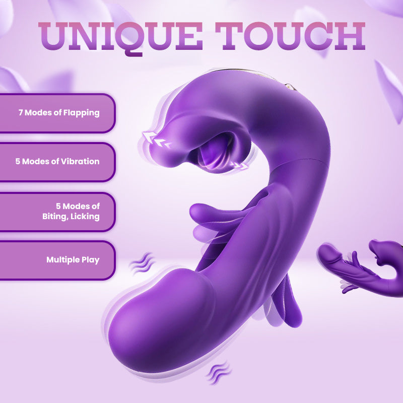 Unique Touch - Flapping Wearable Vibrator With Licking