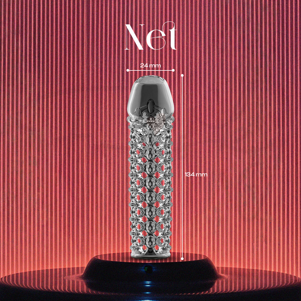 Net sleeve with multi-layer bead texture for enhanced sensation