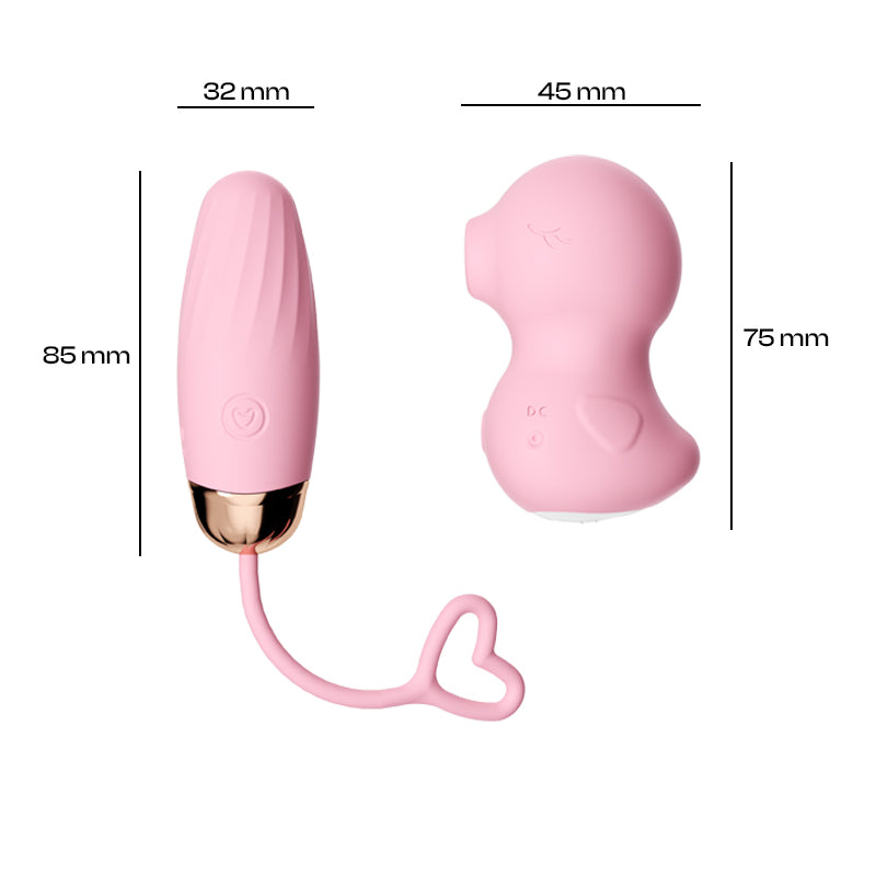 Ducky Duo - APP Control 1+1 Wireless Egg Vibrator with Suction Vibrator Set