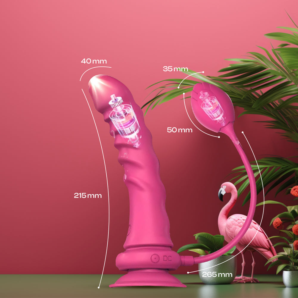 Mystic Allure - Rosebud Lesbian APP Control Strap-On Suction Cup Dildo + Anal Plug Vibrator, Adult Female Rechargeable Sex Toys