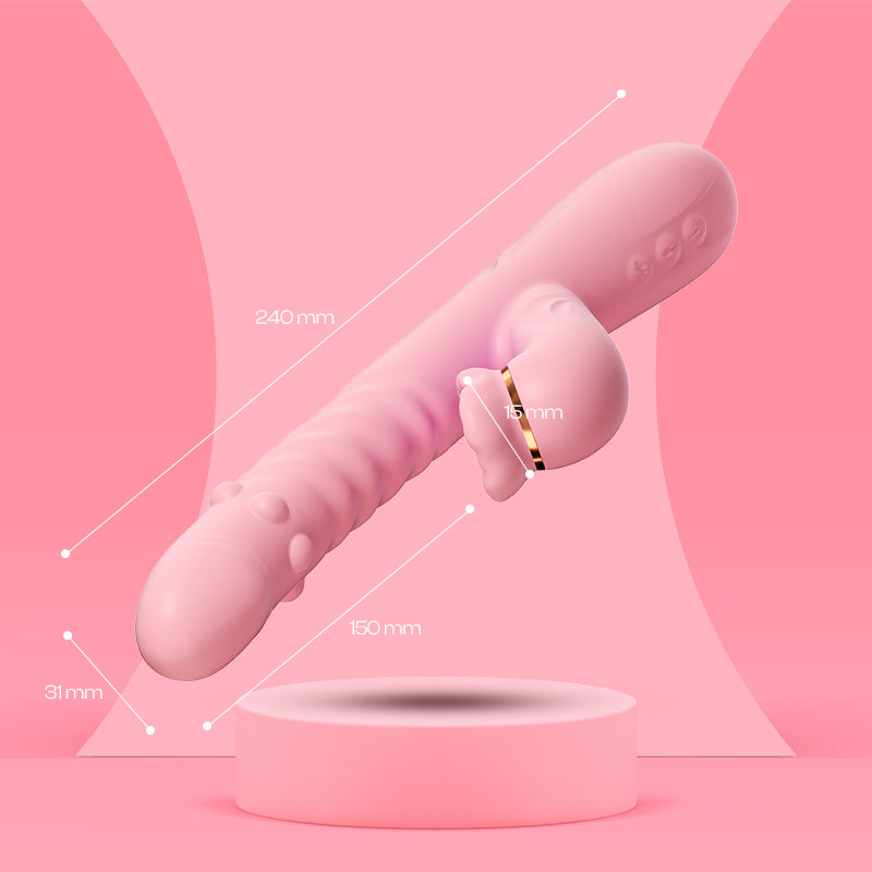 Pink Indulge - Thrusting Dual Vibrator with Suction