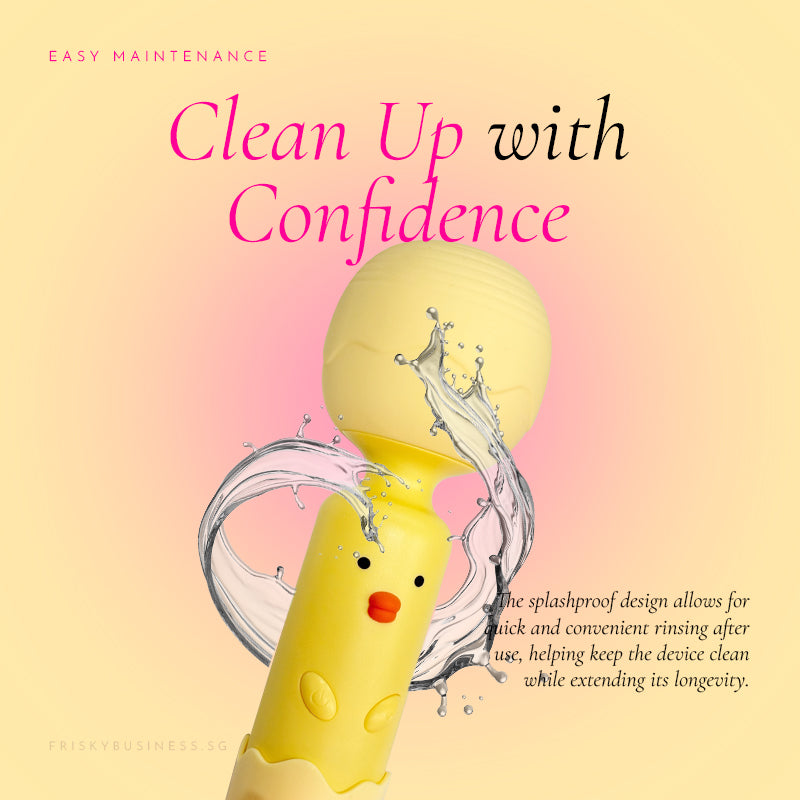 Water-resistant Sunny Pip personal massager designed for quick and hassle-free cleaning.