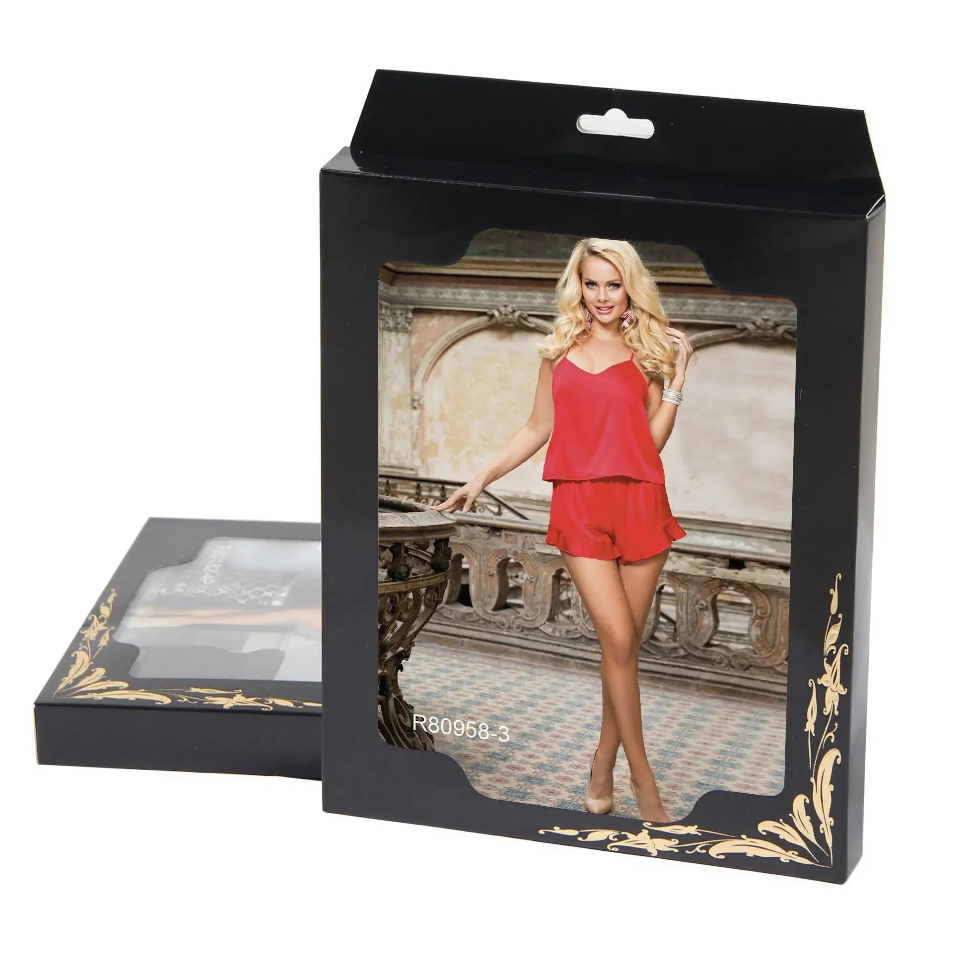 Cami Set - 2 Pcs Satin Chiffon Sleepwear with Short Pants - Frisky Business Adult Sex Toys Shop