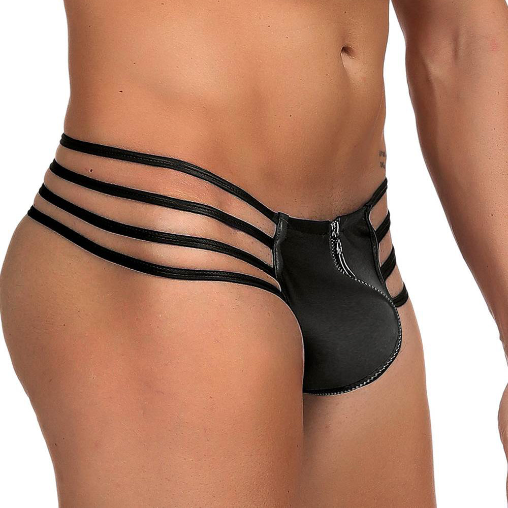 Skivvies - Synthetic Leather Sexy Zipper Men Underwear