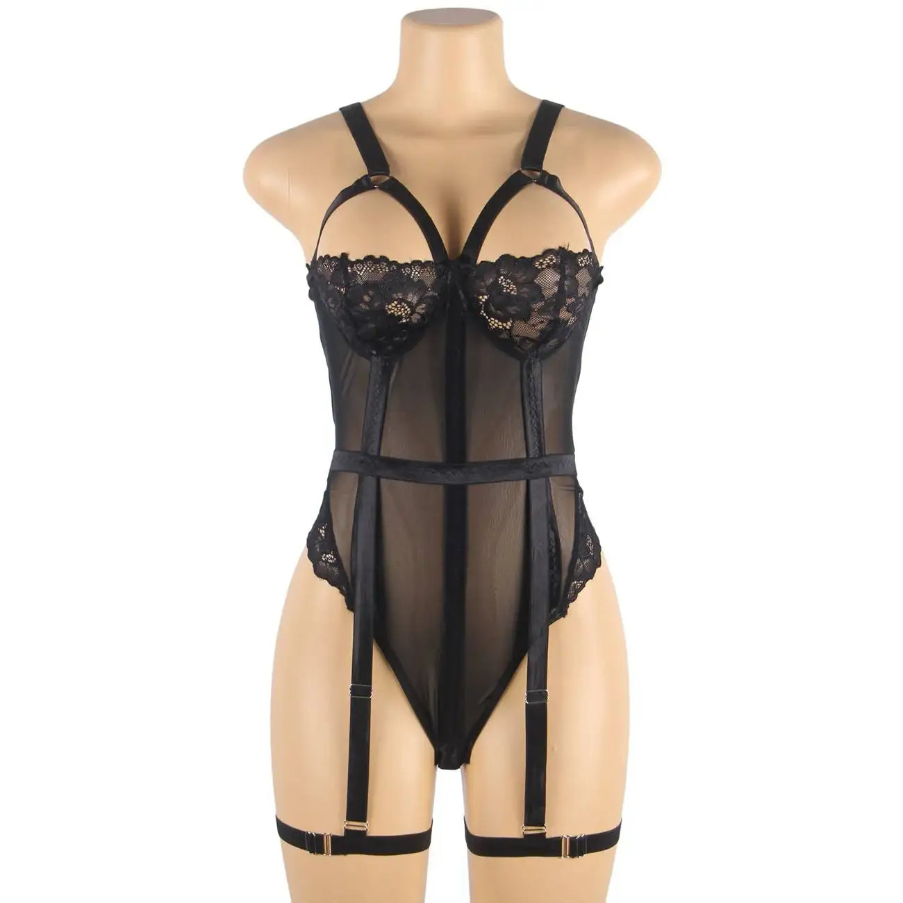 Teddy - 1 Pc Sexy Slim Lace Lingerie with Garter Leg Ring - Frisky Business Adult Sex Toys Shop