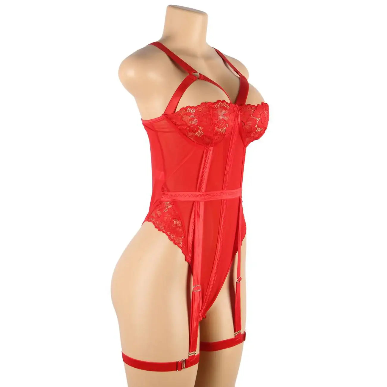 Teddy - 1 Pc Sexy Slim Lace Lingerie with Garter Leg Ring - Frisky Business Adult Sex Toys Shop