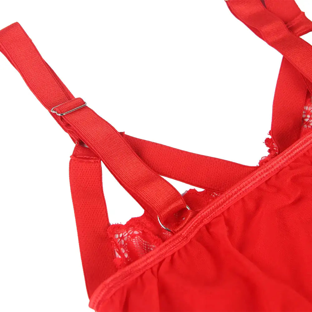 Teddy - 1 Pc Sexy Slim Lace Lingerie with Garter Leg Ring - Frisky Business Adult Sex Toys Shop
