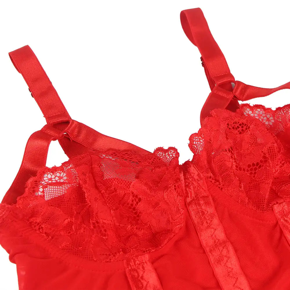 Teddy - 1 Pc Sexy Slim Lace Lingerie with Garter Leg Ring - Frisky Business Adult Sex Toys Shop
