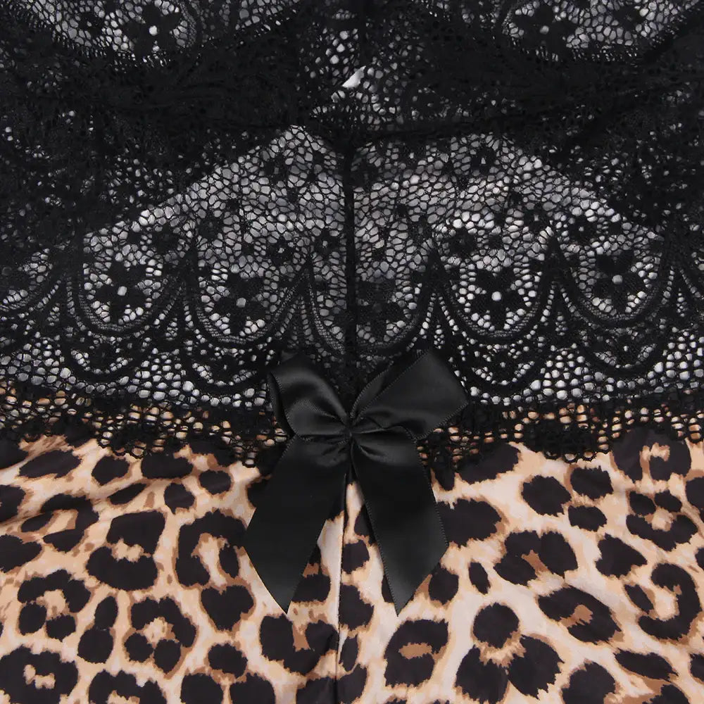 Babydoll - 2 Pcs V Neck Lace Stitching Strap with Flower Sleepwear - Frisky Business Adult Sex Toys Shop