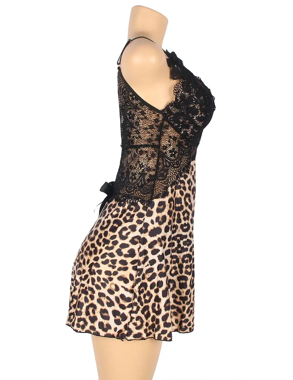 Babydoll - 2 Pcs V Neck Lace Stitching Strap with Flower Sleepwear - Frisky Business Adult Sex Toys Shop