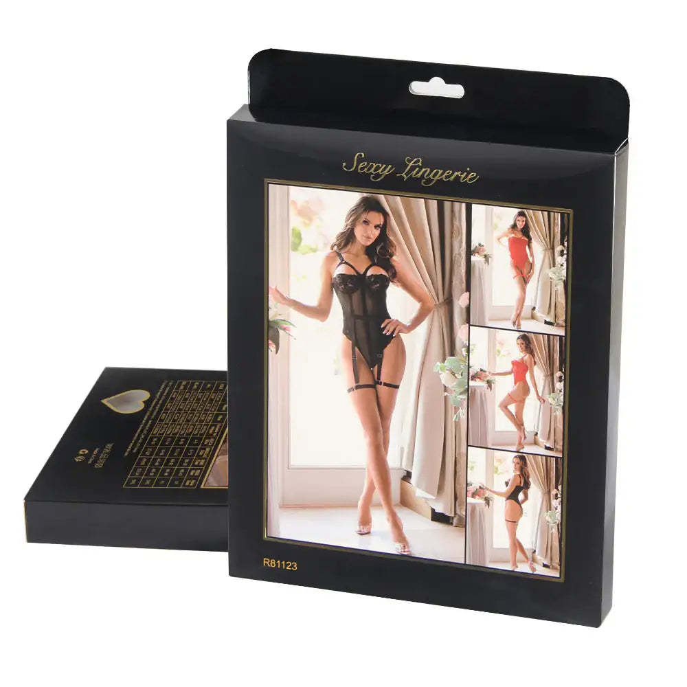 Teddy - 1 Pc Sexy Slim Lace Lingerie with Garter Leg Ring - Frisky Business Adult Sex Toys Shop