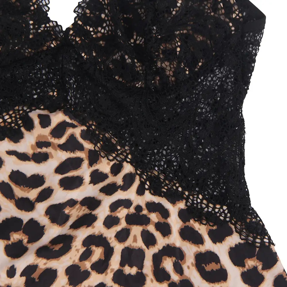 Babydoll - 2 Pcs V Neck Lace Stitching Strap with Flower Sleepwear - Frisky Business Adult Sex Toys Shop