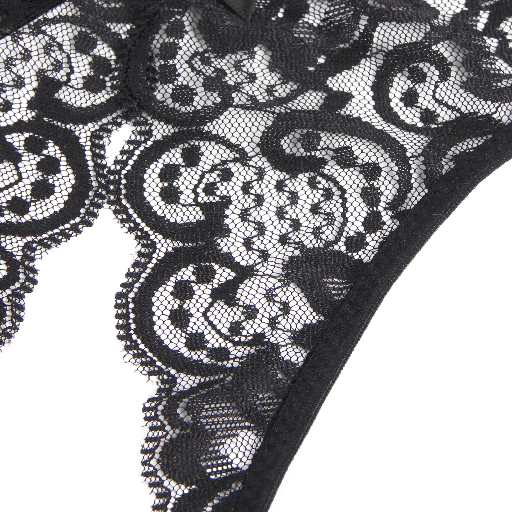 Panties - Black Sexy Open Crotch Lace Bow Ladies Underwear