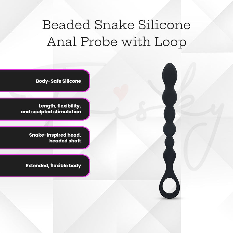 SHOTS LEVELZ! - Beaded Snake Silicone Anal Probe with Loop - Black