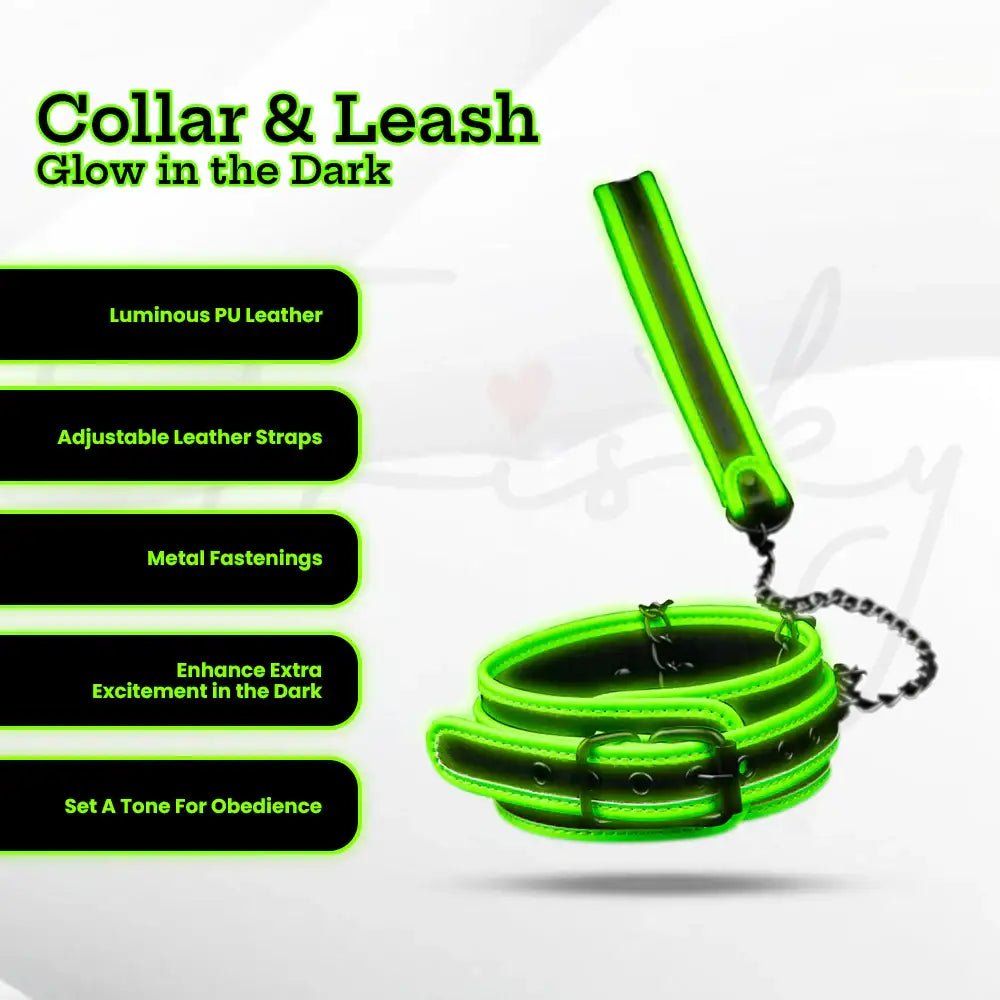 SHOTS Ouch! Collar and Leash Glow in the Dark glow-in-the-dark design enhances visibility for low-light interactive sessions Singapore