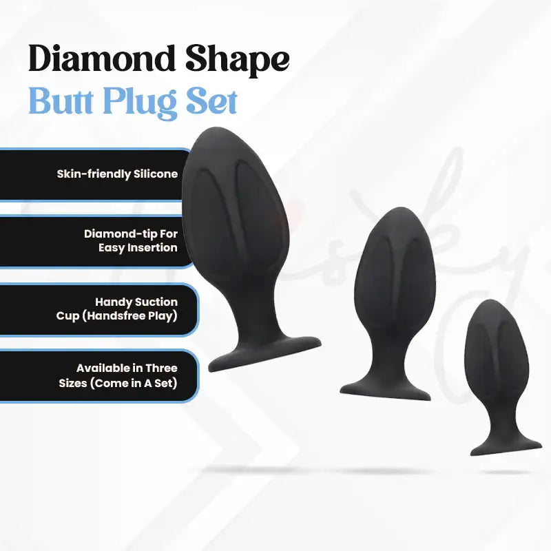 SHOTS Ouch! Diamond Shape Butt Plug Set ergonomic diamond shape for comfortable and secure insertion adult toy Singapore