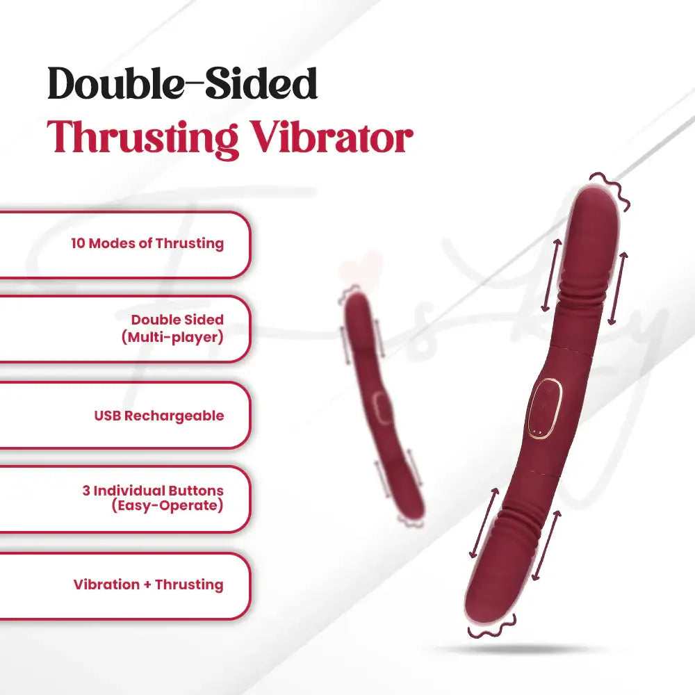 SHOTS Double-Sided Thrusting Vibrator Merlot Grape ergonomic dual-sided design for versatile solo or partnered stimulation Singapore