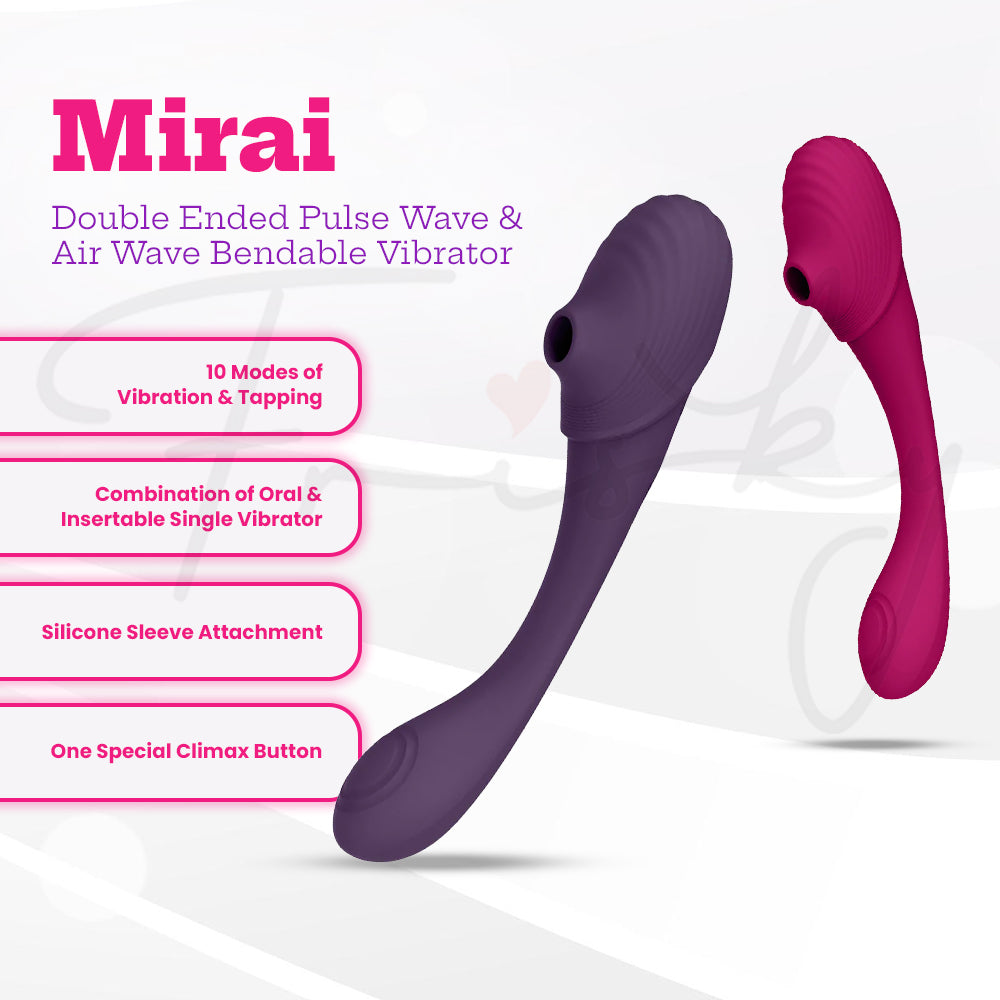 SHOTS - Mirai Double Ended Pulse Wave & Air Wave Bendable Vibrator - Purple