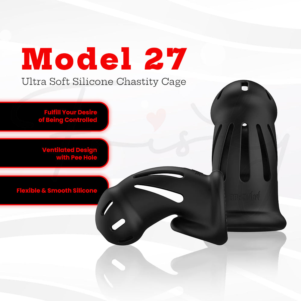 SHOTS - Model 27 Ultra Soft Silicone Chastity Cage - Black