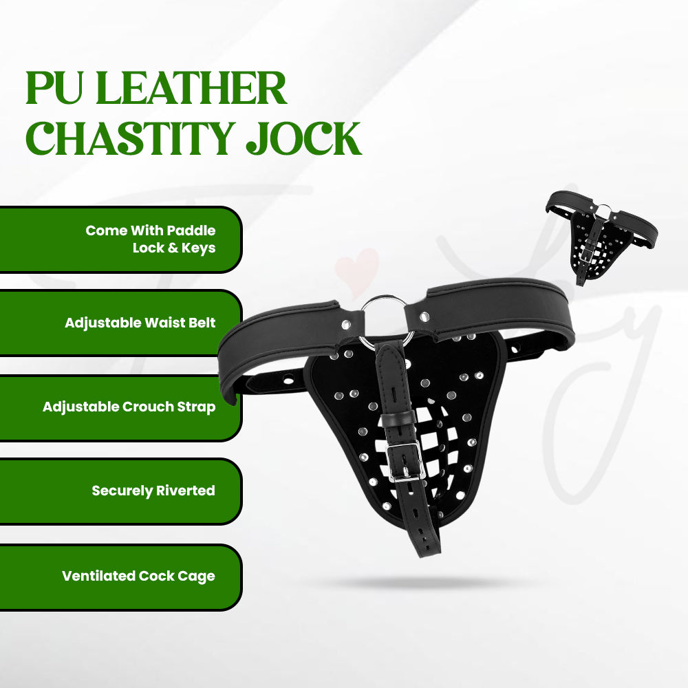 SHOTS - PU Leather Chastity Jock