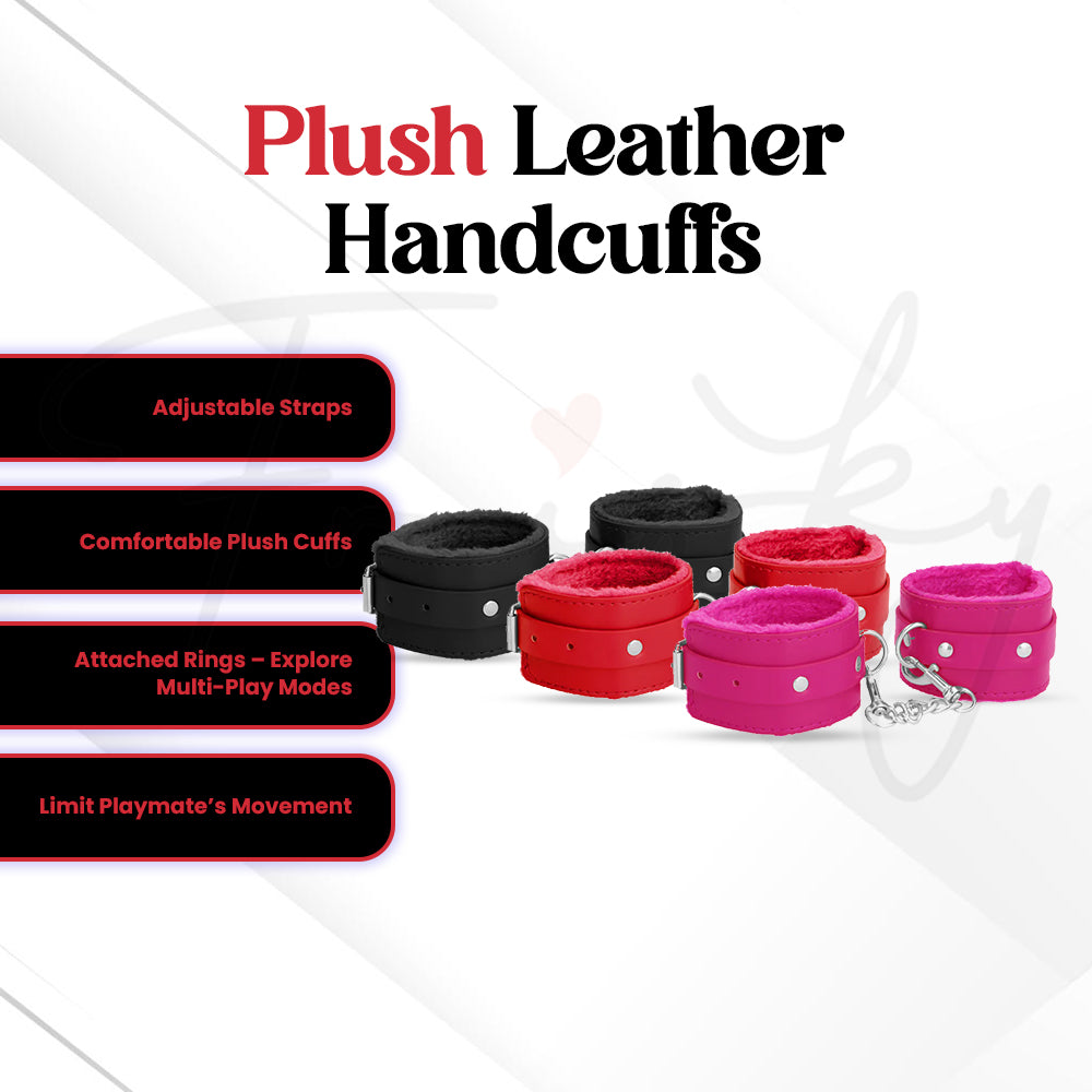 SHOTS - Plush Leather Handcuffs - Pink