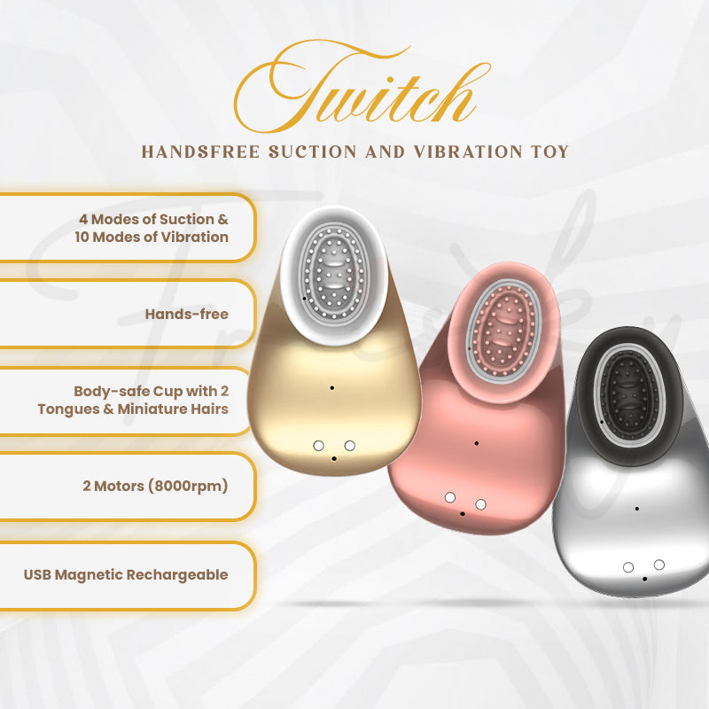 SHOTS - Twitch Handsfree Suction and Vibration Toy - Rose
