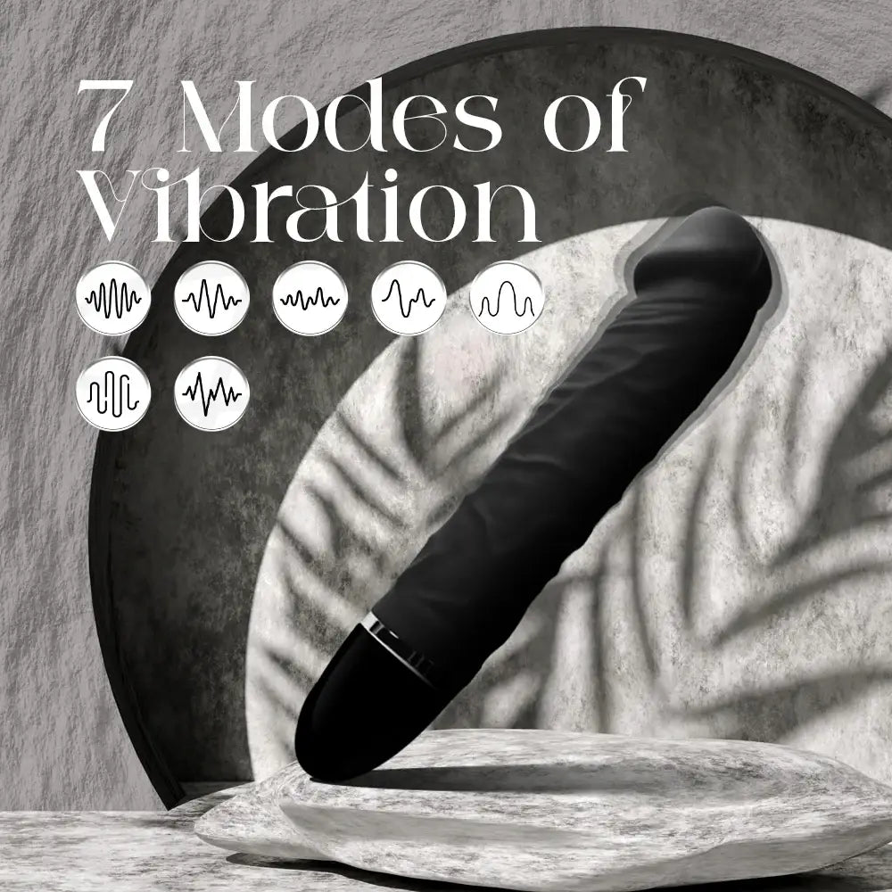 Black Dildo Vibrator Strong 7 Modes Vibration - Frisky Business Adult Sex Toys Shop