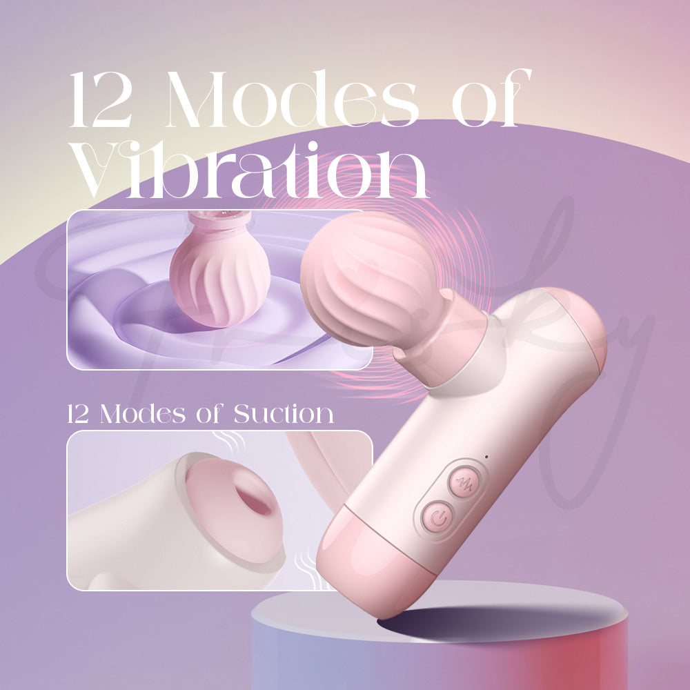 Dual-head vibrator showcasing twelve suction and vibration modes illustration