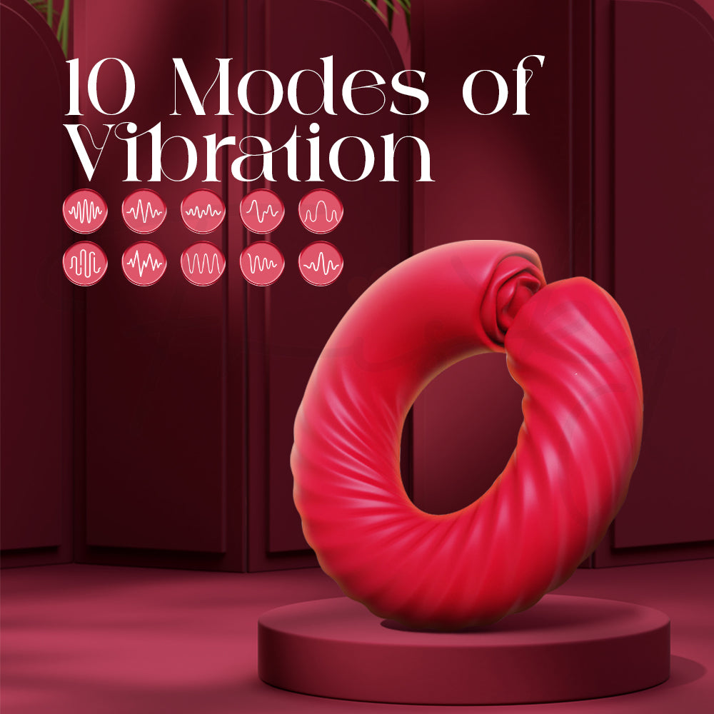Cock ring vibrator highlighting ten vibration modes for customizable stimulation