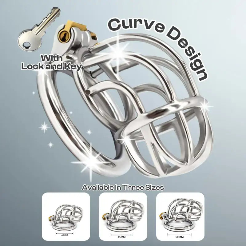 Curvature Lock - Stainless Steel Curved Design Chastity Cage - Frisky Business Adult Sex Toys Shop
