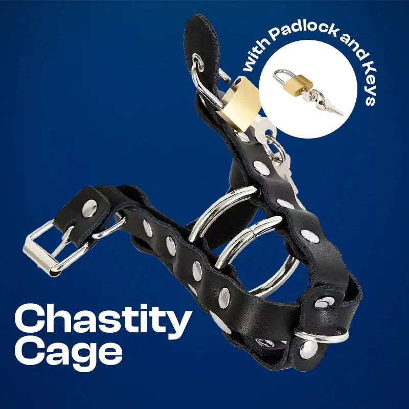 Ebon Hold - Male Leather Chastity Cage - Frisky Business Adult Sex Toys Shop