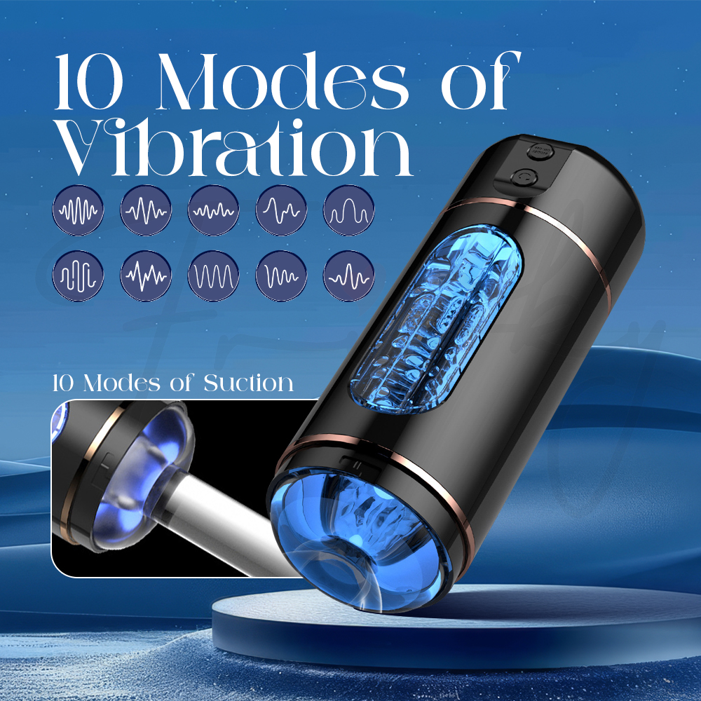 Fluxion angled sideways with icons representing different vibration settings.