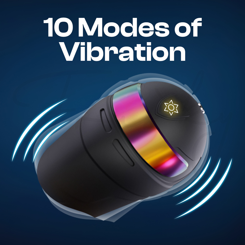 Close-up of Galaku F1 Trainer demonstrating 10 modes of vibration with motion lines for effect.