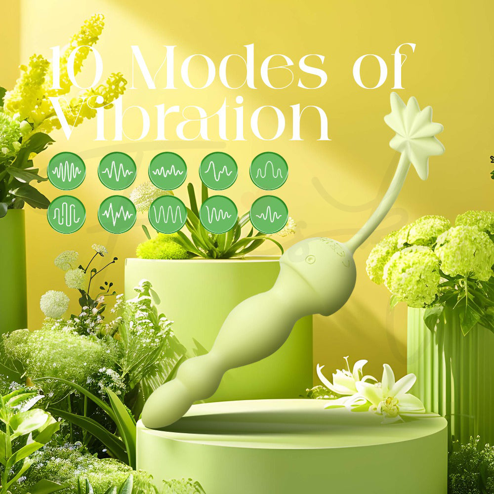 Slim curved silicone wand showcased with elegant nature inspired background