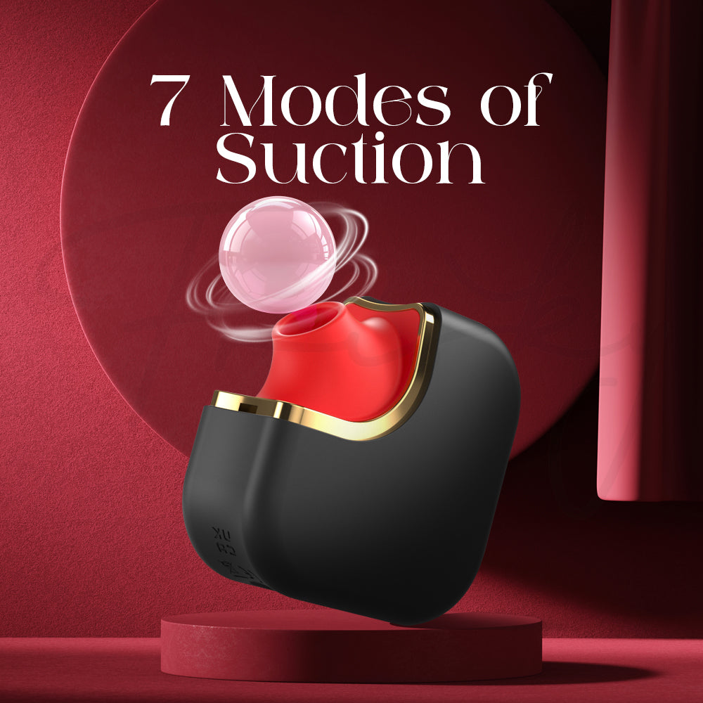 Magic Cube suction vibrator highlighting seven stimulation modes with graphic icons