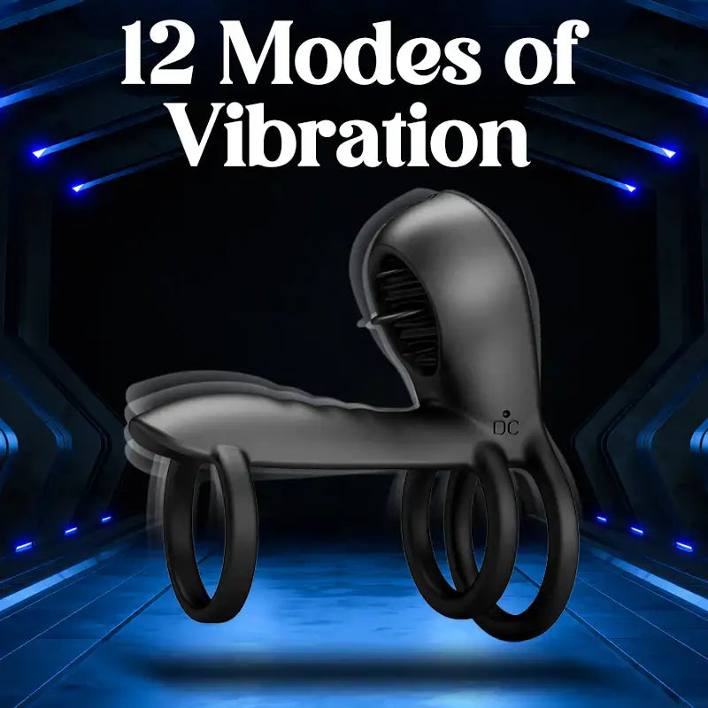 Midnight Trio – Three-ring Vibrating Cock Ring - Frisky Business Adult Sex Toys Shop