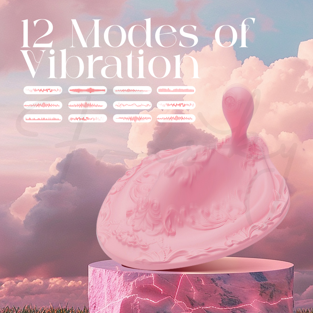 Mystic Flame mat showcasing its 12 vibration modes for customizable sensations.